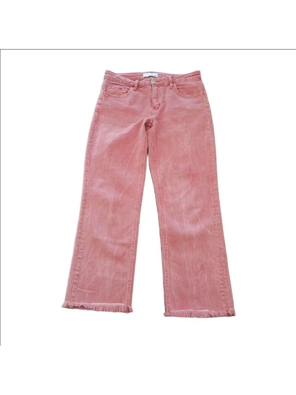 Women's VERVET Cropped Faded Fringed Hem Jeans Size 11 Red